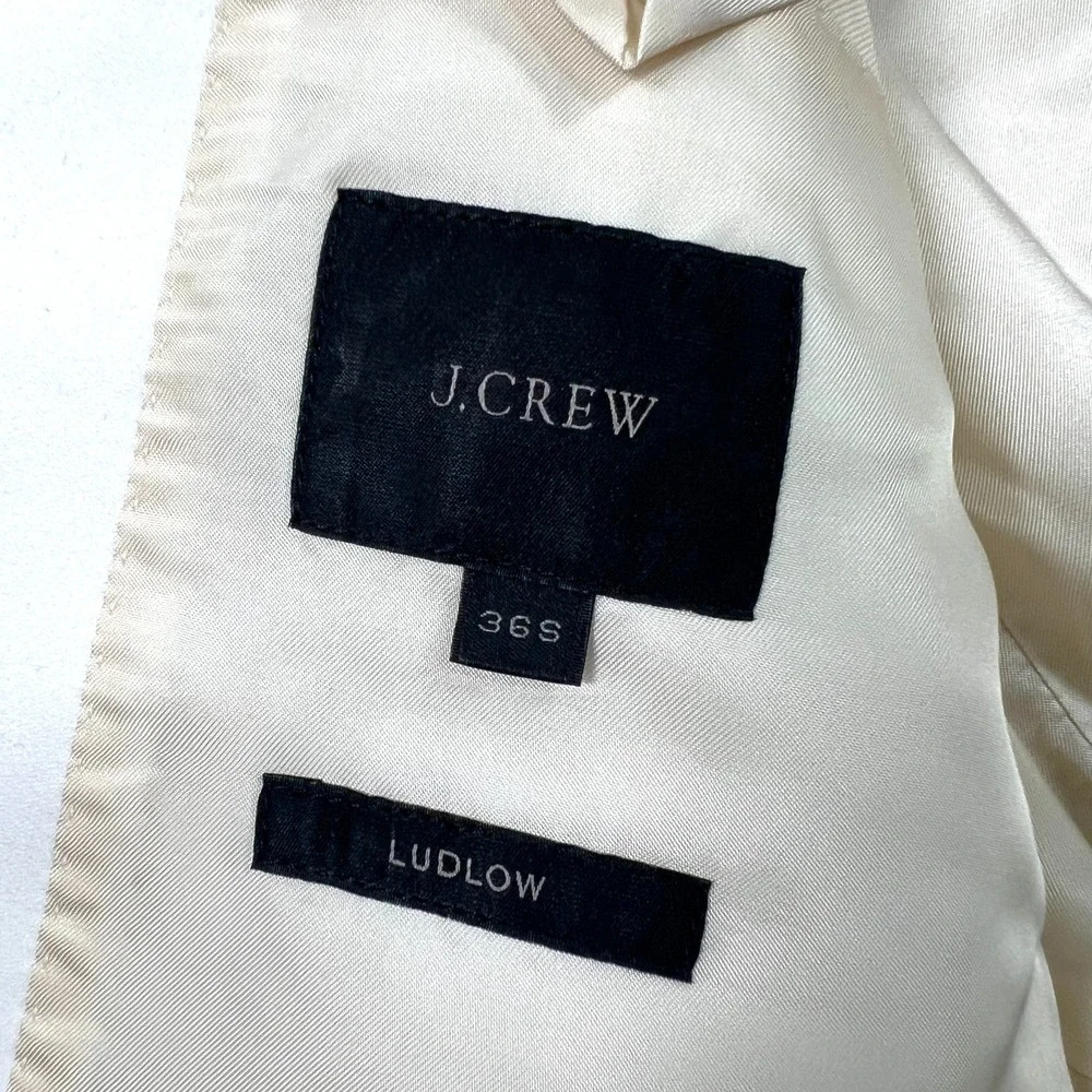 J Crew Ludlow Suit Jacket Mens 36S Short Cream Ivory Blazer Tuxedo Shawl Blazer